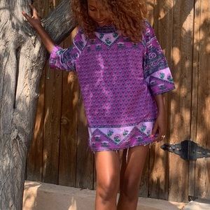 Purple Paisley Boho Peasant Top by Vermont Country Store, Size L